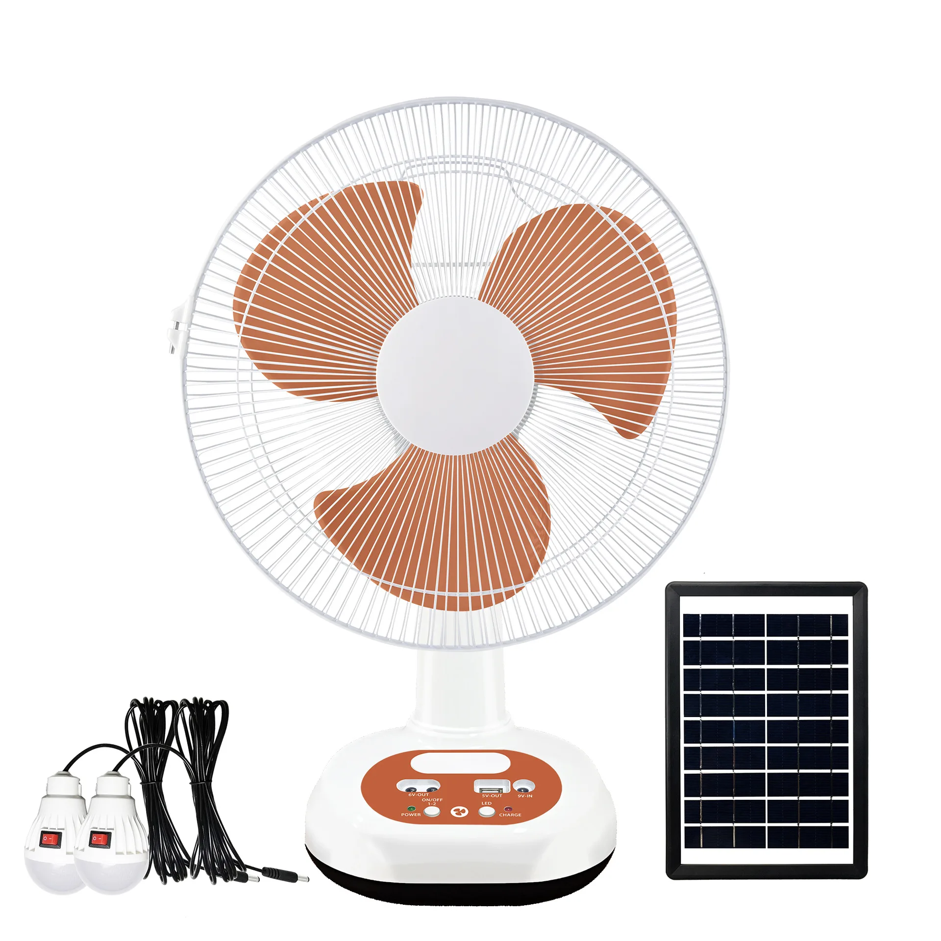 12inch  Rechargeable fan s DC Solar Energy Table Fan solar fans with solar panel and lights
