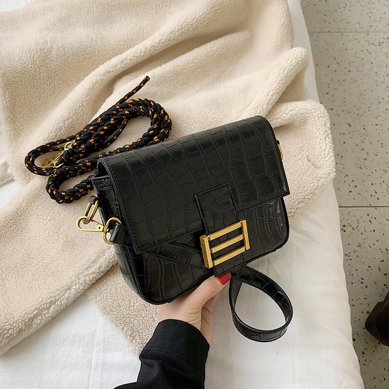 Women OEM Fashion Hotsale Mini Square Stone Pattern Fringe Jelly Handbag