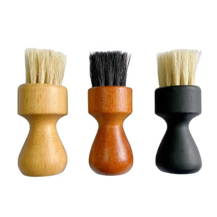 FSC твердое дерево штамп форма мини конский волос свиной Полировка Обуви блестящая Кисть для нанесения пасты крем воск или гели