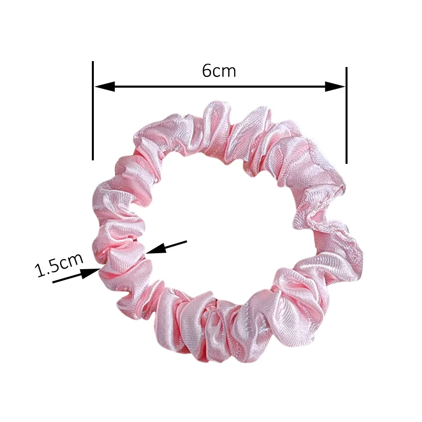 Neutral Color Skinny Satin Hair Scrunchies Elastic Hair Bands Ties Imitated Silk Scrunchies For Women With Thin Hair