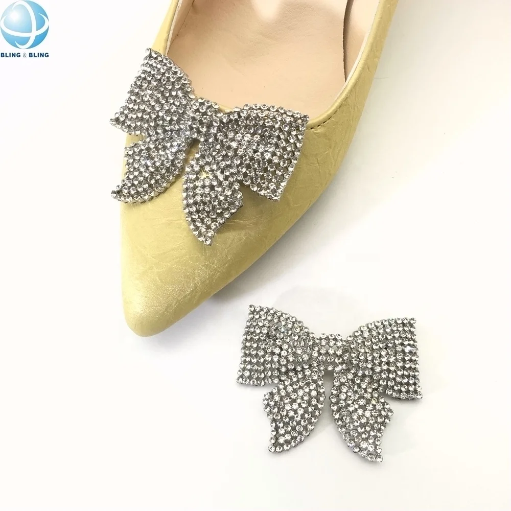Handmade Metal Crystal Decorative Bowknot Shoe Brooch Clips Accessories for Wedding Shoes