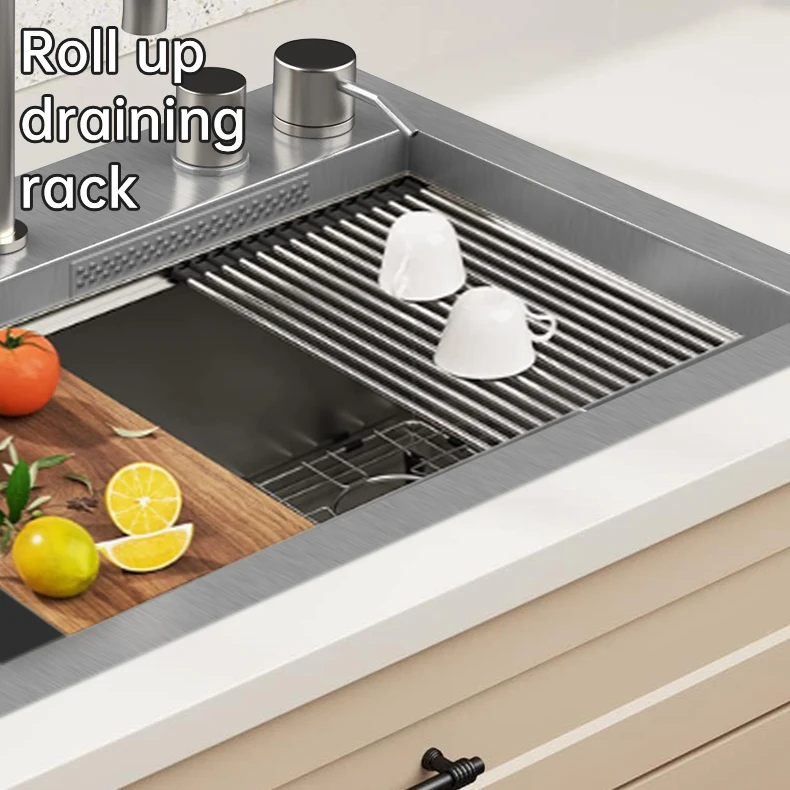 Korea modern Single Bowl Stainless Steel Kitchen Sink with strainer drain SUS304 topmount restaurant punch sink wash basin sink