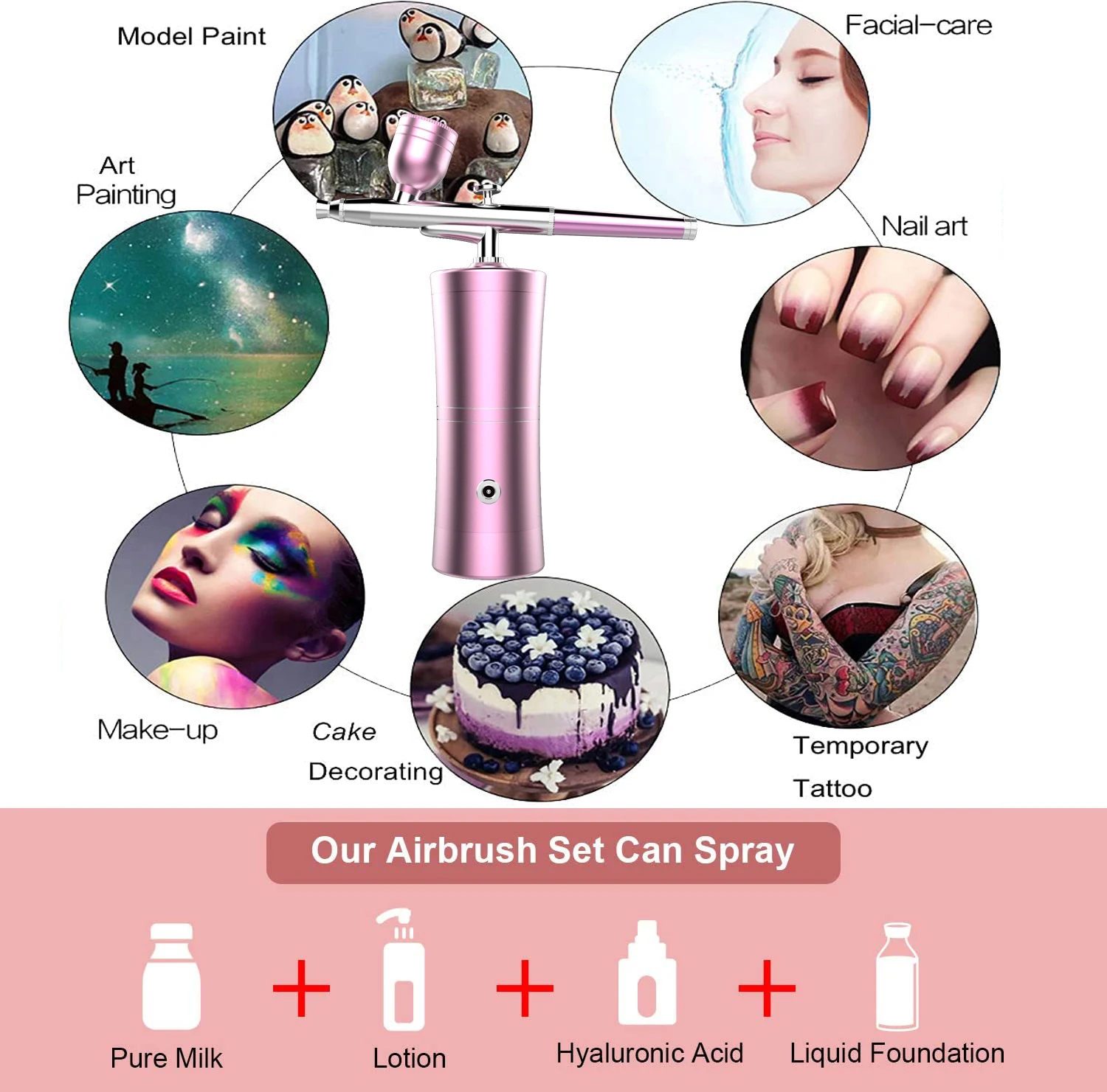 Nail Art Airbrush Stencils Tattoo Airbrush Foundation Makeup Mini Air Pump Airbrush Clothes Ink Oxgen Facial Spray Painting