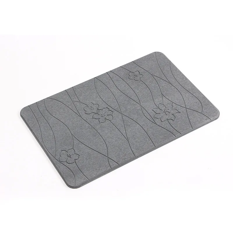 Diatomite Non-Slip Quick Drying Super Absorbent Stone Diatom Mud High Quality Carved Printed Bath Mat For Bathroom