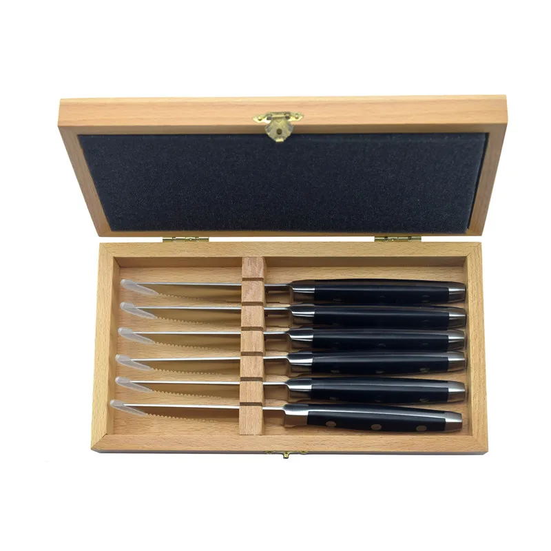 
hand made Stainless Steel kitchen knives steak knife set buy steak knives set of 6 with 430 ABS handle 