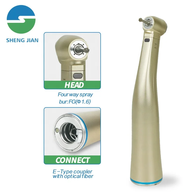 SHENGJIAN Dental Micro Motor Contra Angle Handpiece Carbon Fiber Angle Detal Fiber Optic Led Contra Angle