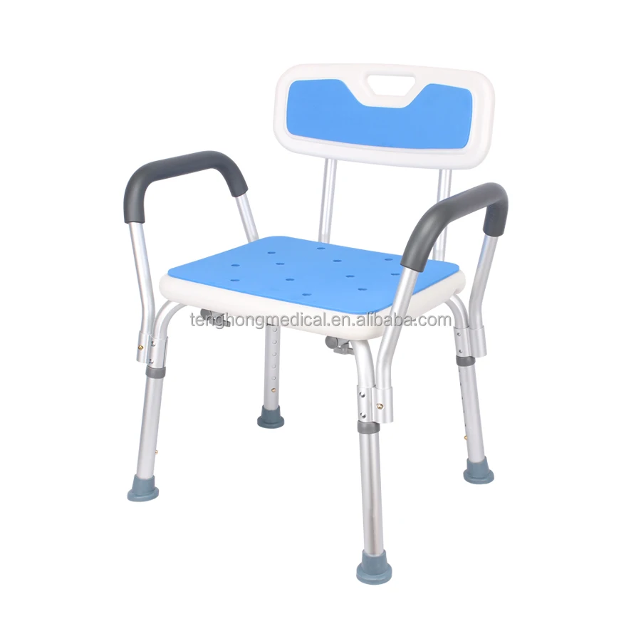 Heavy Duty 300lbload Bearing Lightweight Aluminum Frame Bathroom Shower Safety Seat Bath Chair with Armrests for Seniors