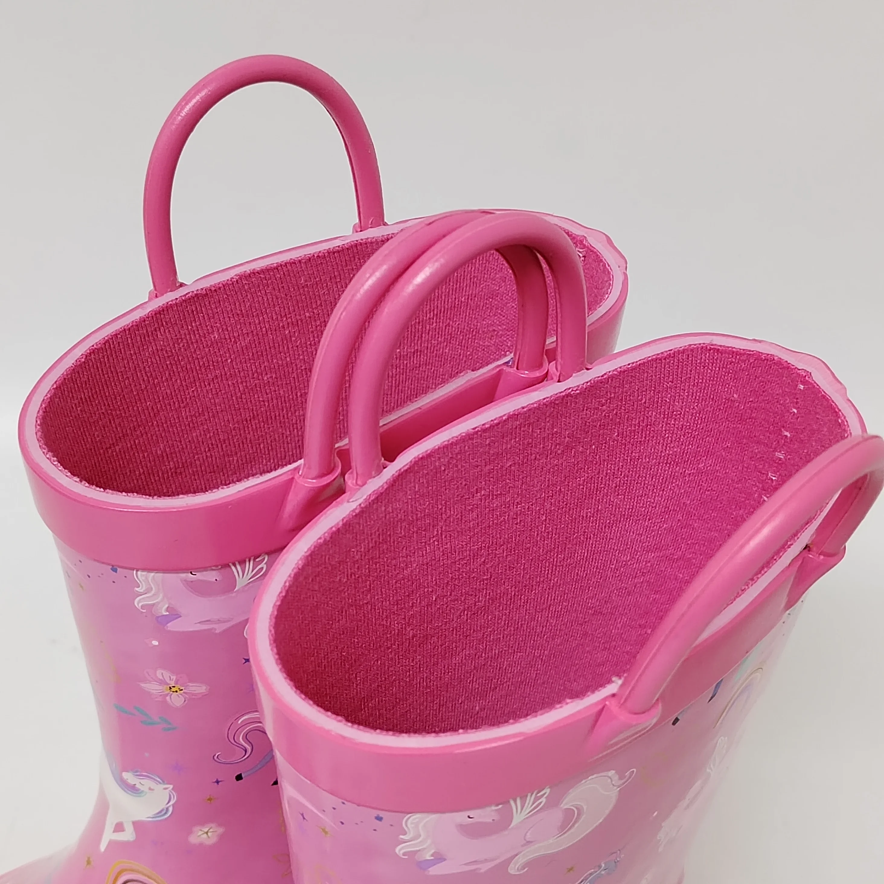 the most popular design unicorn printed color lining rubber wellies for children
