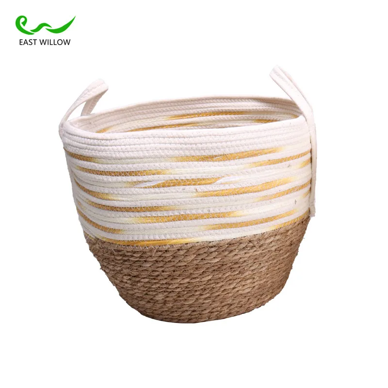 
Best Selling Hand Sewing Cotton Rope Storage Basket Straw Basket Woven 