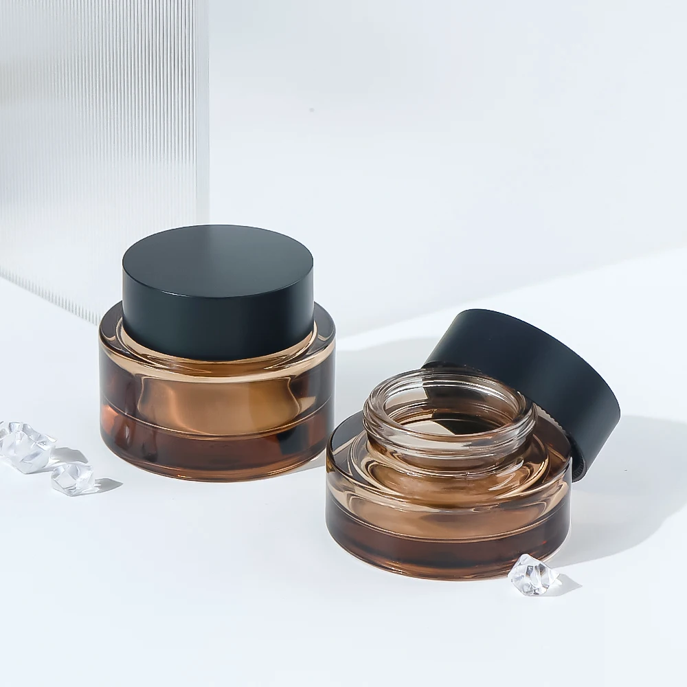 Empty Cosmetic Packaging Wholesale 30g 50g Frosted Transparent Glass Cream Jar Customizable