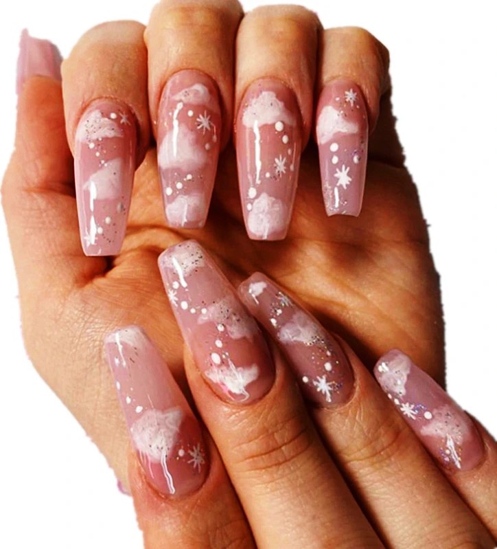 2022hot selling Long Ballet Color Transparent Pink Nail Salon Supplies Design Art Press On Nails Packaging Box trudicurette