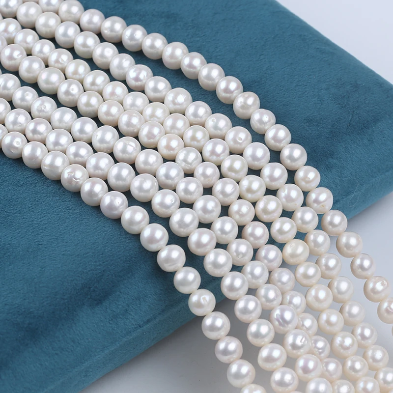 8-9mm White Round Cultured Fresh Water Pearl Natural Freshwater Loose Pearl Strand Beads For Jewelry Making