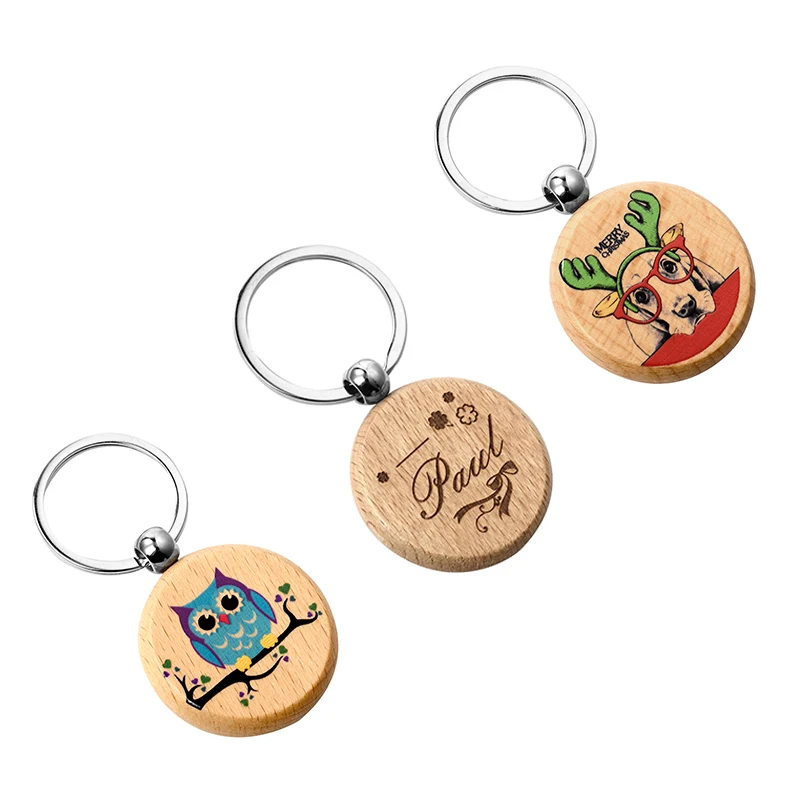 Wholesale Blank Wooden Key Chain keychain ring Promotion Rectangle Carving Key Chain Wooden