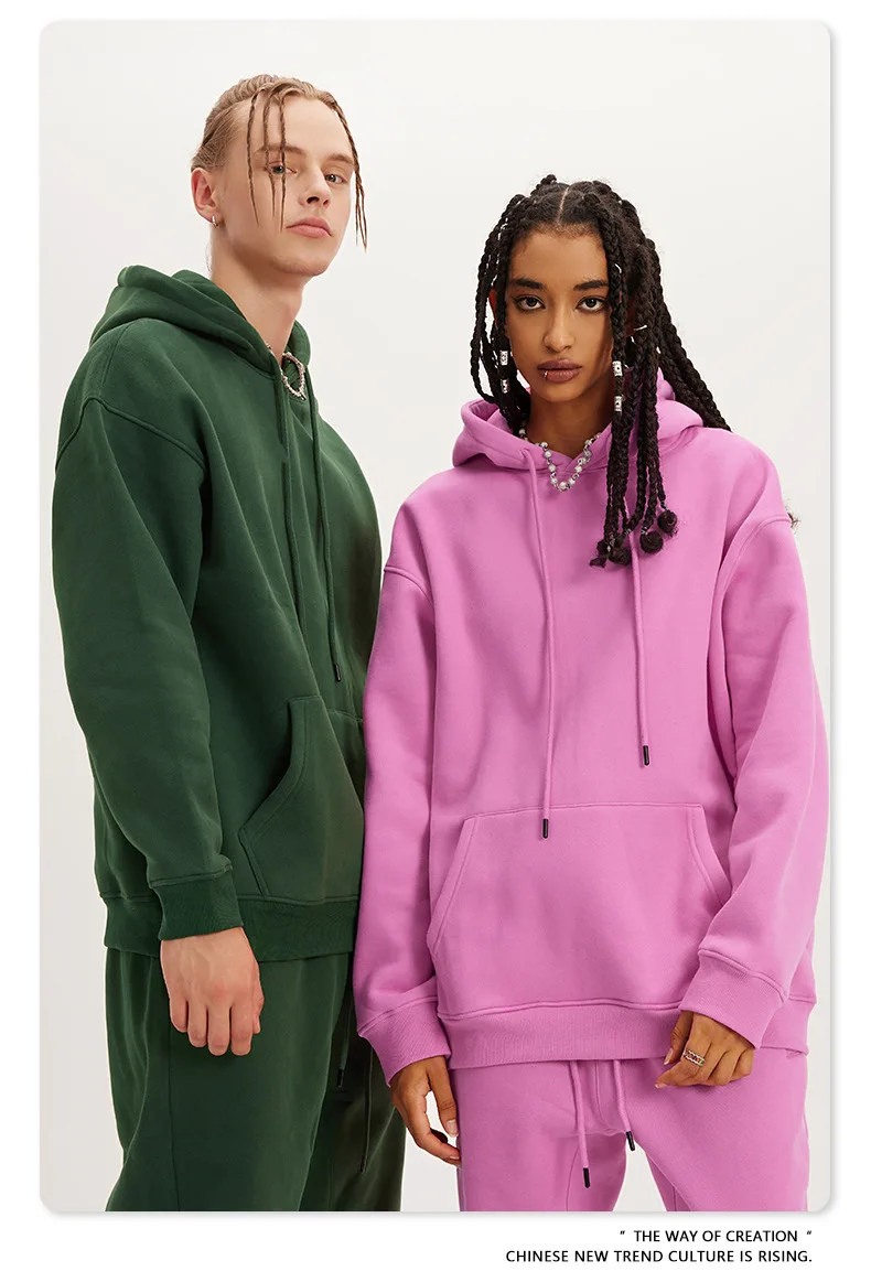 Solid Color Blank Sweater 345g Couples Wear 36colors Velvet Hooded Sweater for Men and Women