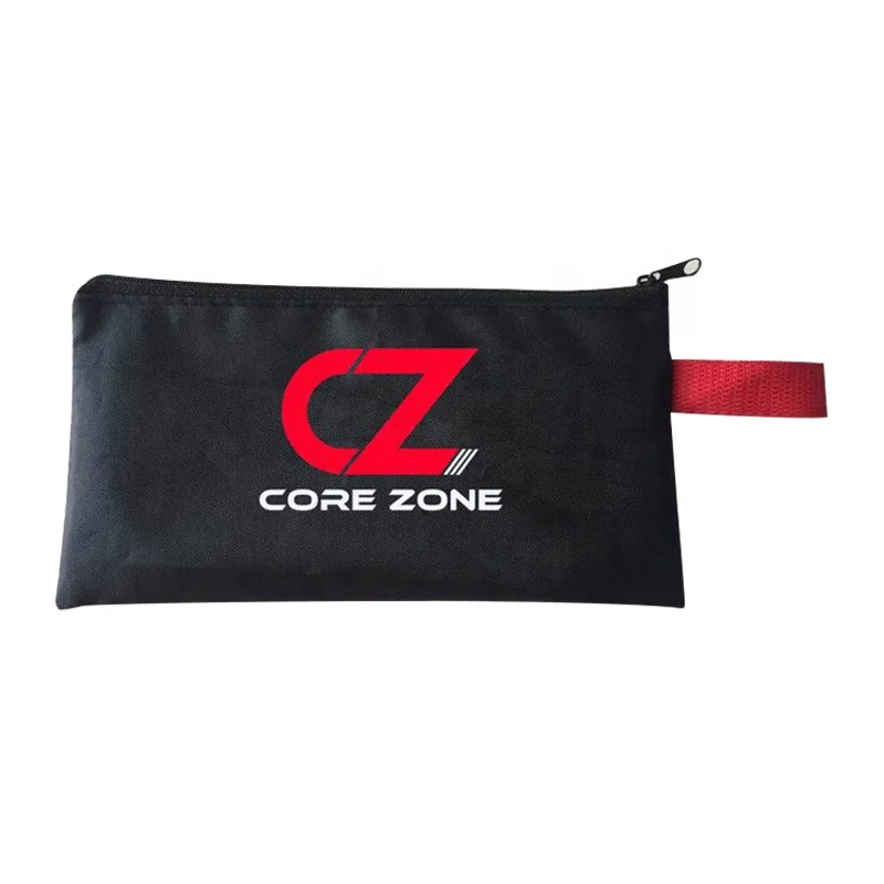 Wholesale Custom Polyester Black Silicone Makeup Tool Pencil Zipper Pouch Portable Travel Toiletry Cosmetic Canvas Zipper Bag