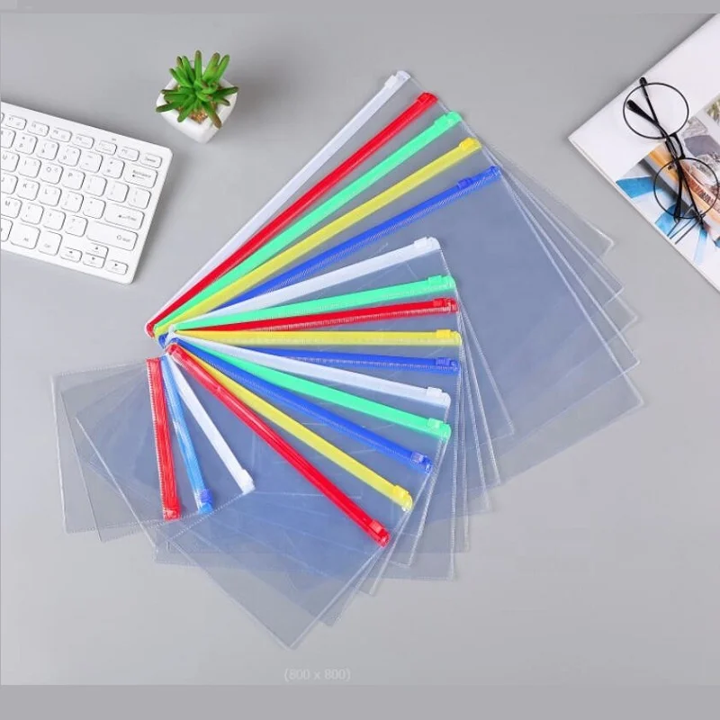 MOQ 10pcs custom clear pvc zipper bag transparent waterproof flat pvc ziplock paper file pouch with slider zipper print