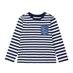 2020 футболка для мальчиков, короткие красивые детские футболки с круглым вырезом и длинными рукавами в полоску на заказ