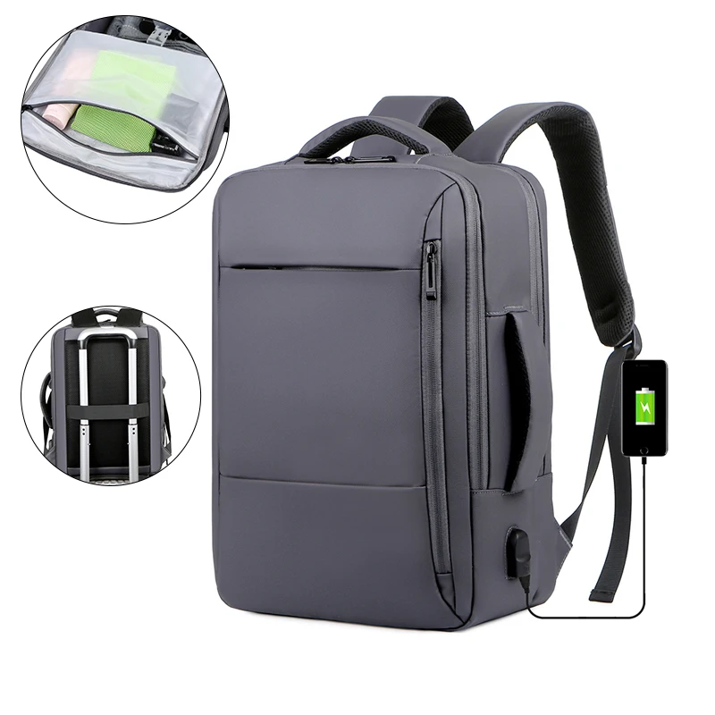 Custom wet and dry separate Waterproof men multifunctional reach trolley bag 17inch mochilas laptop backpack with usb