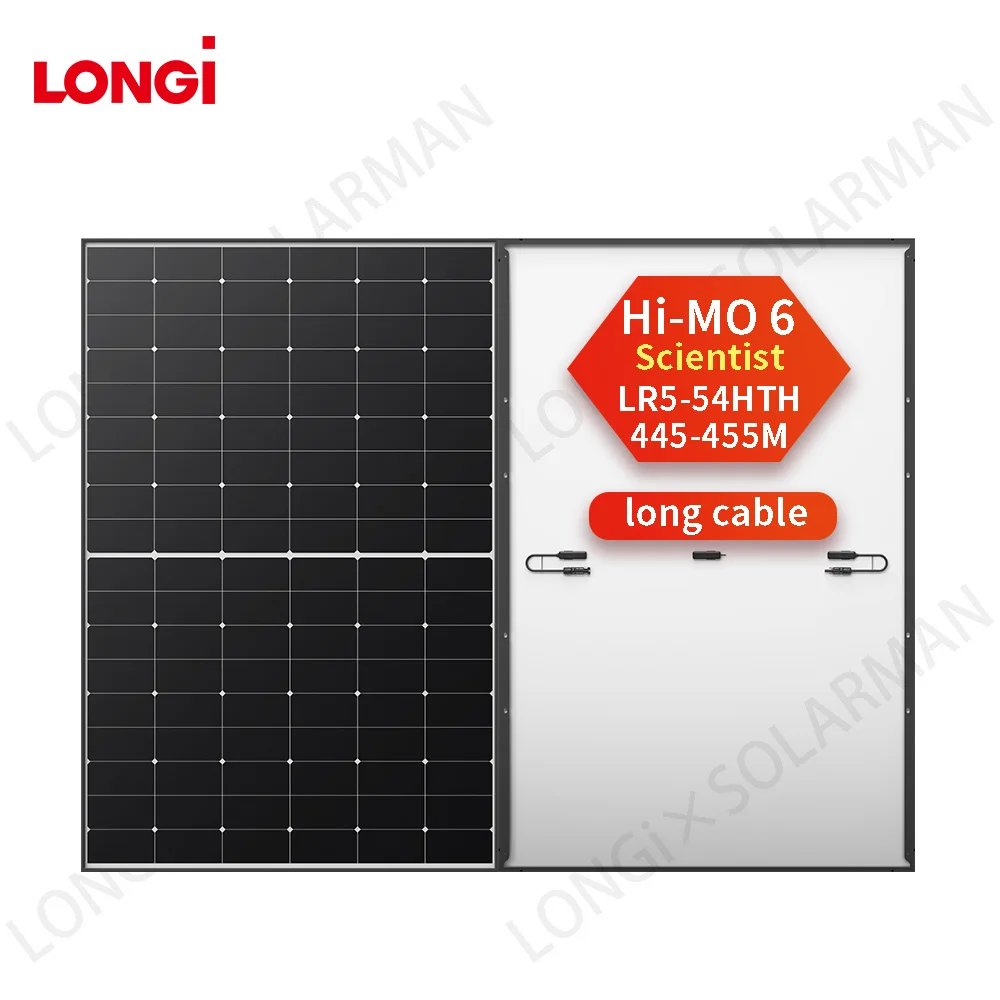 LONGi Hi-MO X6 Scientist LR5-54HTH 445-455M HPBC Technology Black Frame LONGi solar panel module 445W 450W 455W