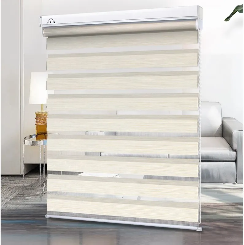 Smart dual roller motor blinds blackout day night window blinds shade electric motorized zebra blinds