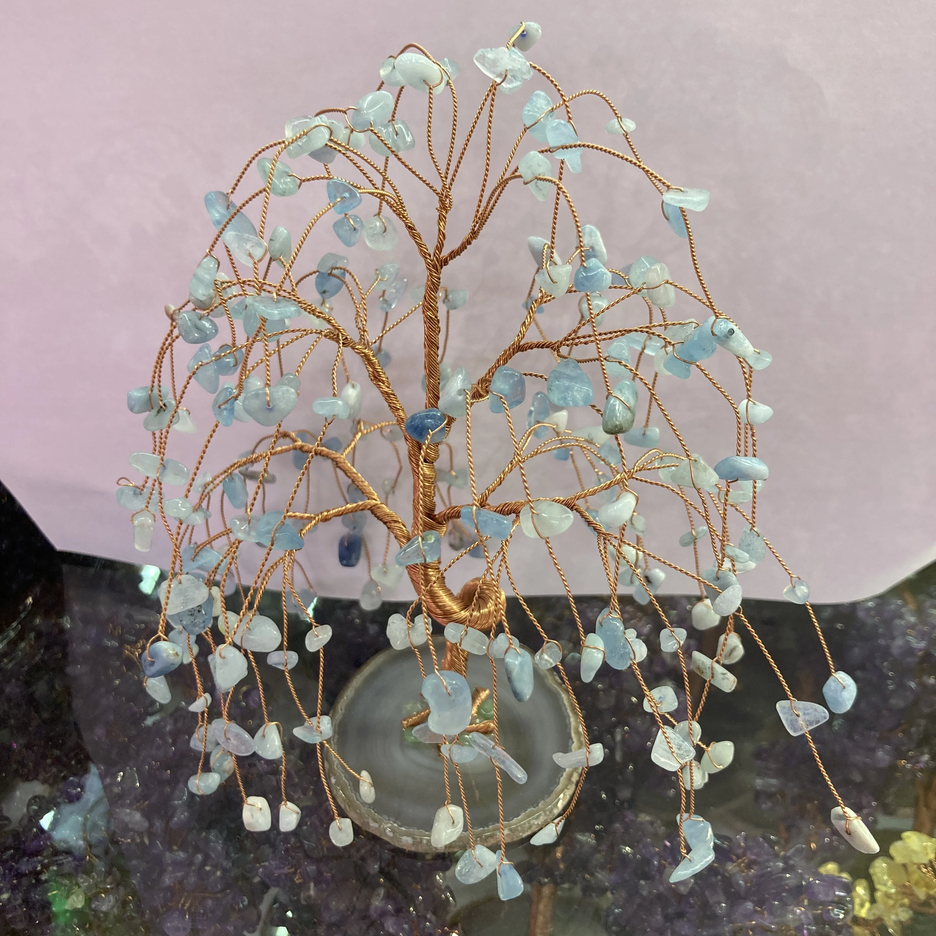 Natural gem money Lucky tree Christmas stone decoration natural art crystal craft