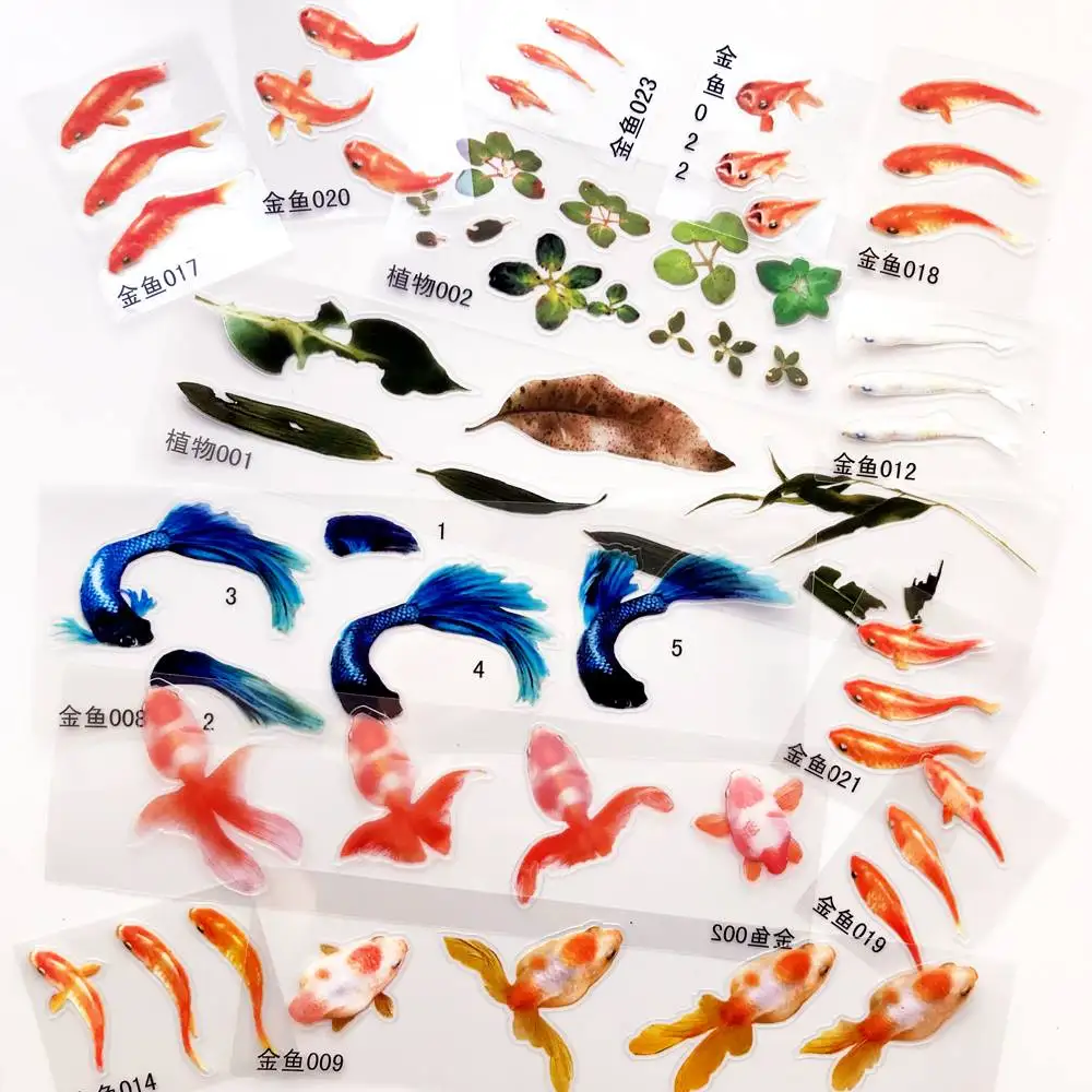 Gold Fish 3D Mold Epoxy Resin Crafts Filler Sticker Decal Landscape 3D Art DIY Crafts Jewelry Filling Koi Pond Painting