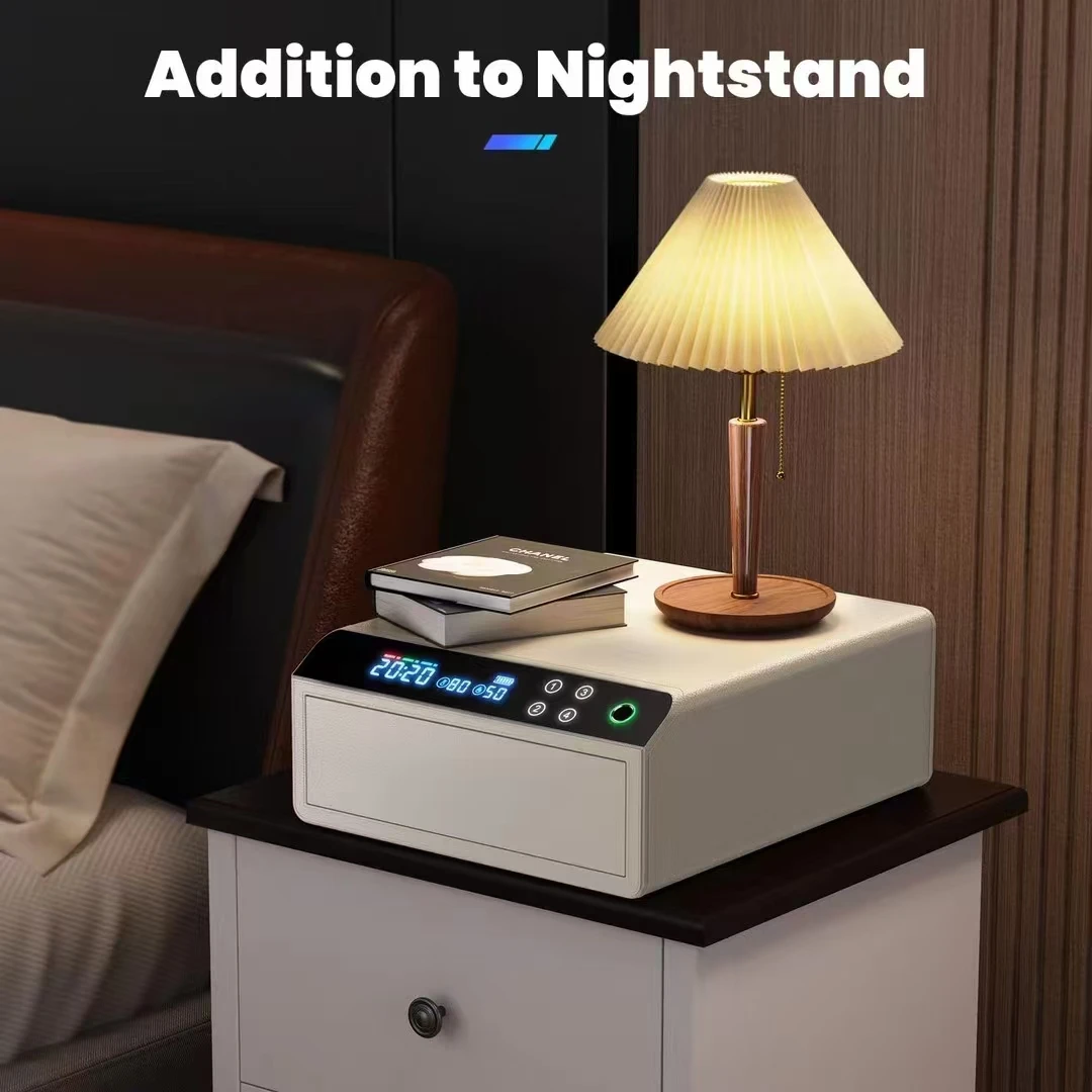 Best-seller Leather Drawers Sliding High End Anti-theft Fingerprint Smart Touch Screen Jewelry Box Supplies Safe Box