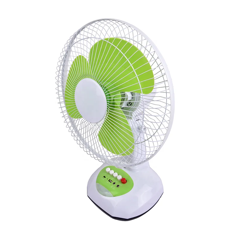 12 Inch Wholesales Rechargeable Air Cooling Fan Table Stand Fan With Solar Panel LED Light