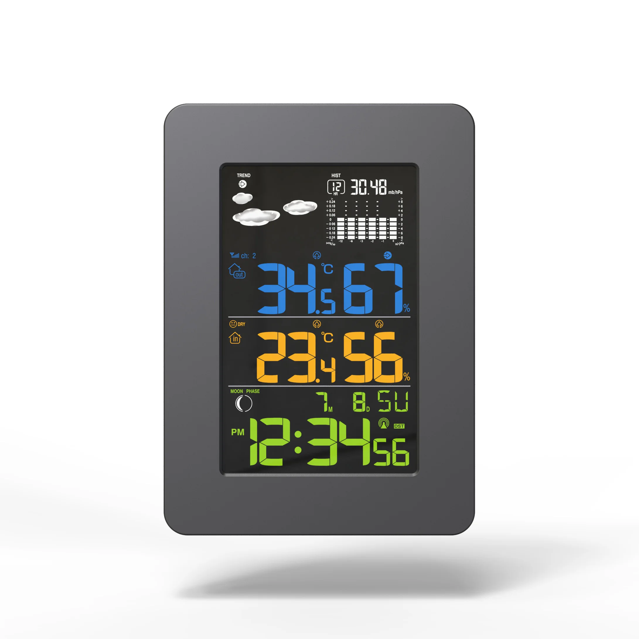 Высокое качество современные цифровые часы настольные часы Прогноз погоды станция с цветным дисплеем