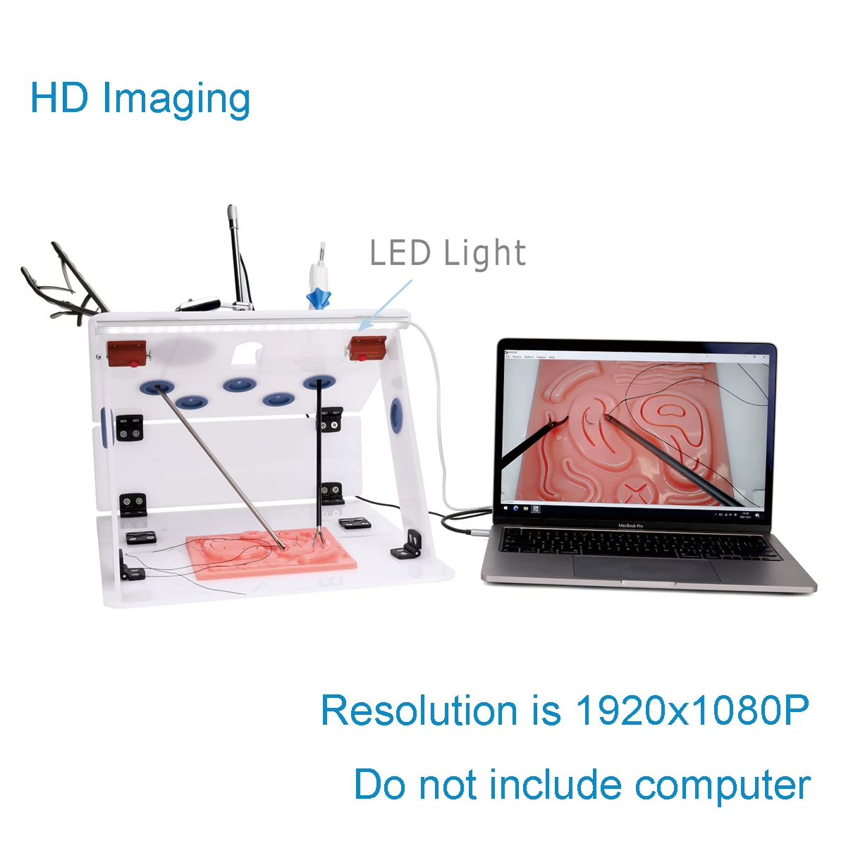 Laparoscopy Simulator Trainer Laparoscopic Simulation Training Box with USB HD 1080P Camera and 10 Training Modules
