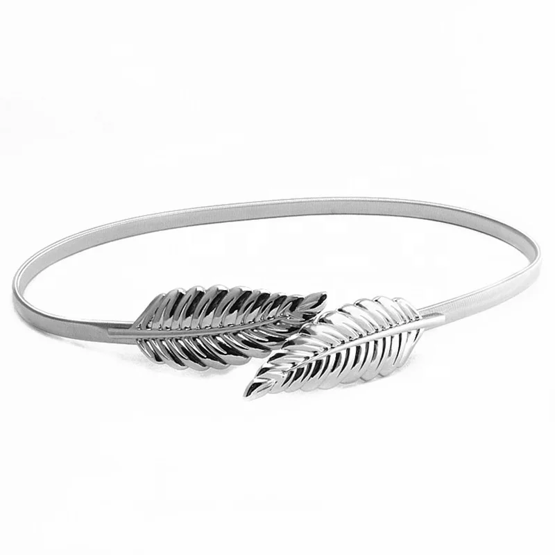 Wholesale womens fashion accessories gold plated leafs buckle metal flexible waist belts tendencias 2023