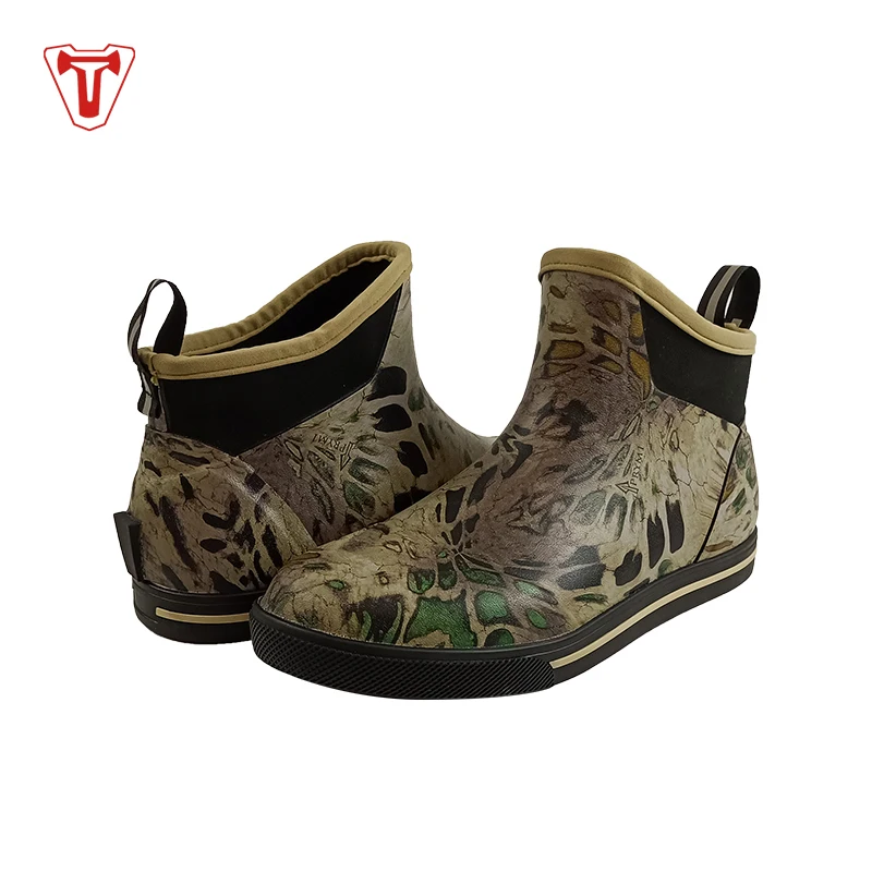 PRYM1 Camo Men Neoprene Rubber Durable Waterproof Ankle Deck Boot