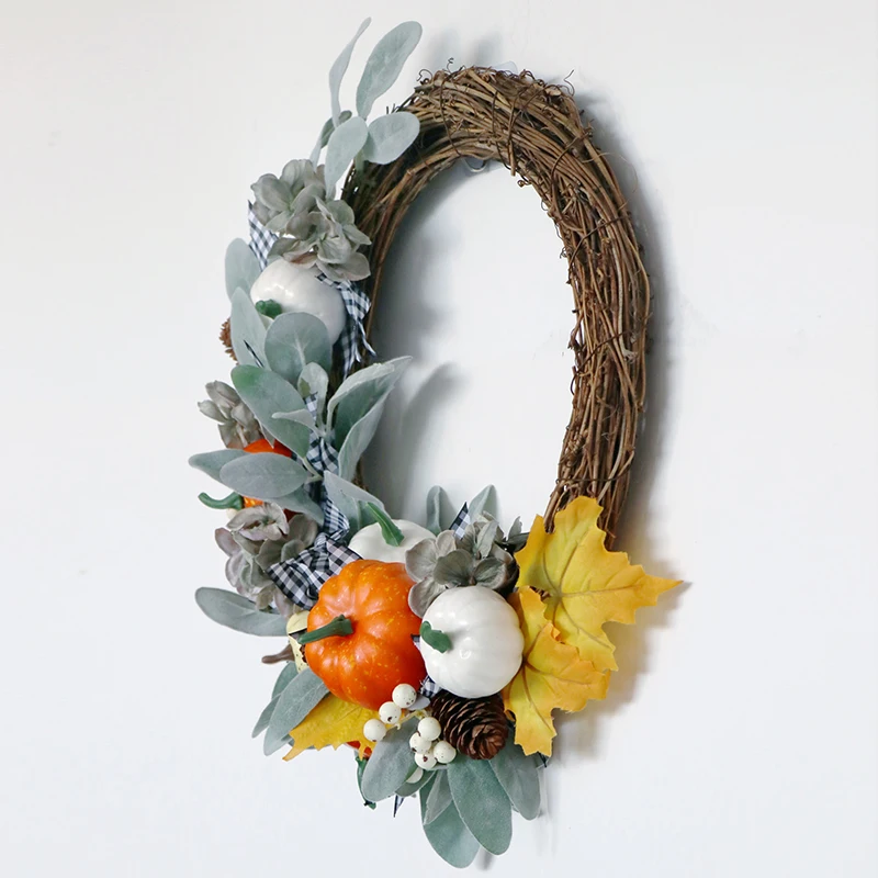 New Artificial Fall Decor Autumn Wreath Harvest Thanksgiving Plants Door Wreath decorative flowers wreaths and plants