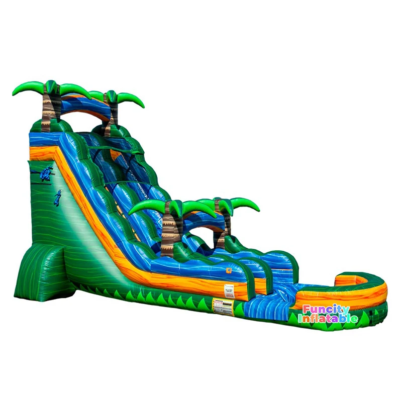 Cheap small hot selling inflatable tropical coconut tree inflatable water slide for kids adults