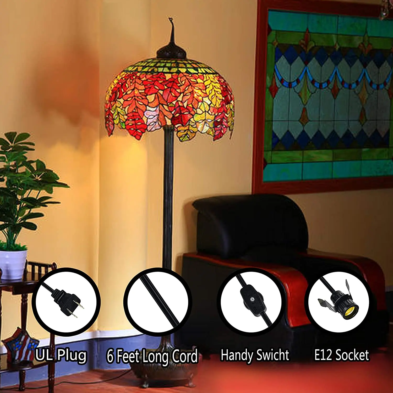 Snap-In Pigtail Candelabra-Base E12 Socket and Handy In-line Power Switch US Plug Electrical Lamp Cord