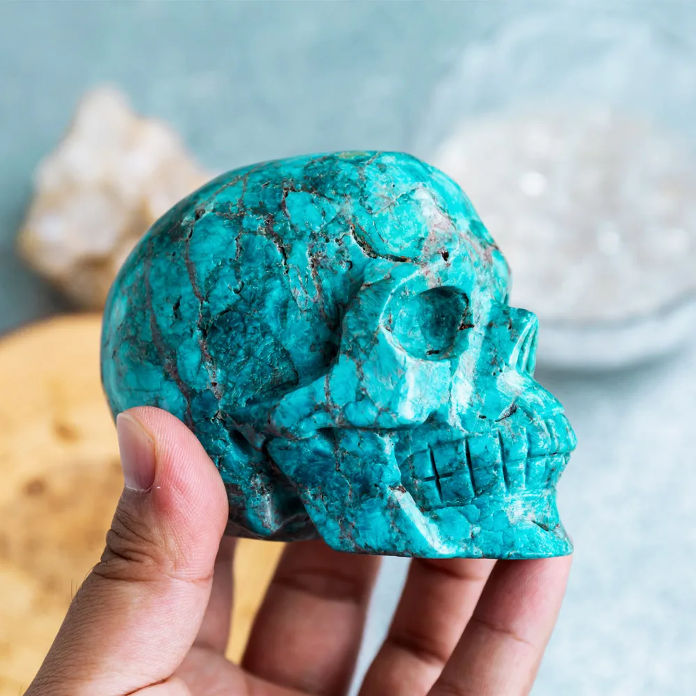Wholesale nat geo blue apatite crystal skulls healing carving crystal crafts