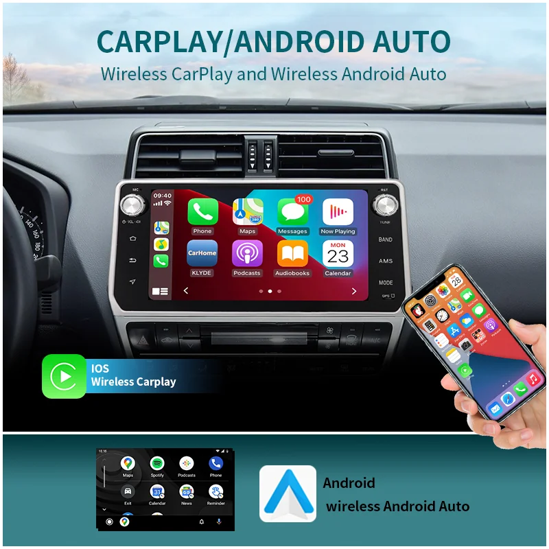 9/10.1 Inch IPS Touch Screen 2 Din Carplay GPS Navigation Android Car Radio for Toyota Prado Series