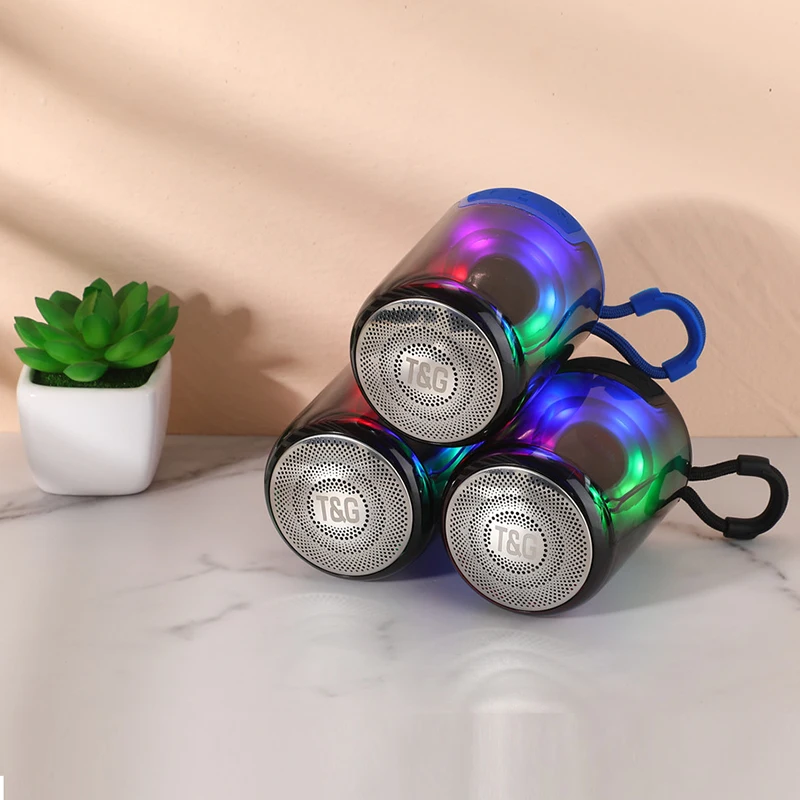 2022 New T&G TG314 Mini Wireless Blue tooth Speaker Outdoor Portable LED Light Plug-in U Disk Subwoofer AUX TF Card FM Radio TWS