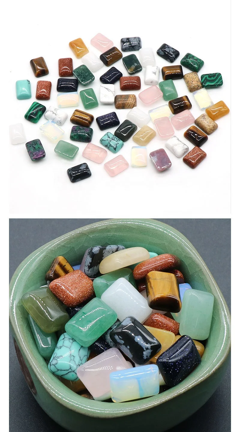 Hot Sale Natural Crystal Rectangular Ring Surface Crystal rings Cabochons 10X14mm rectangular ring face