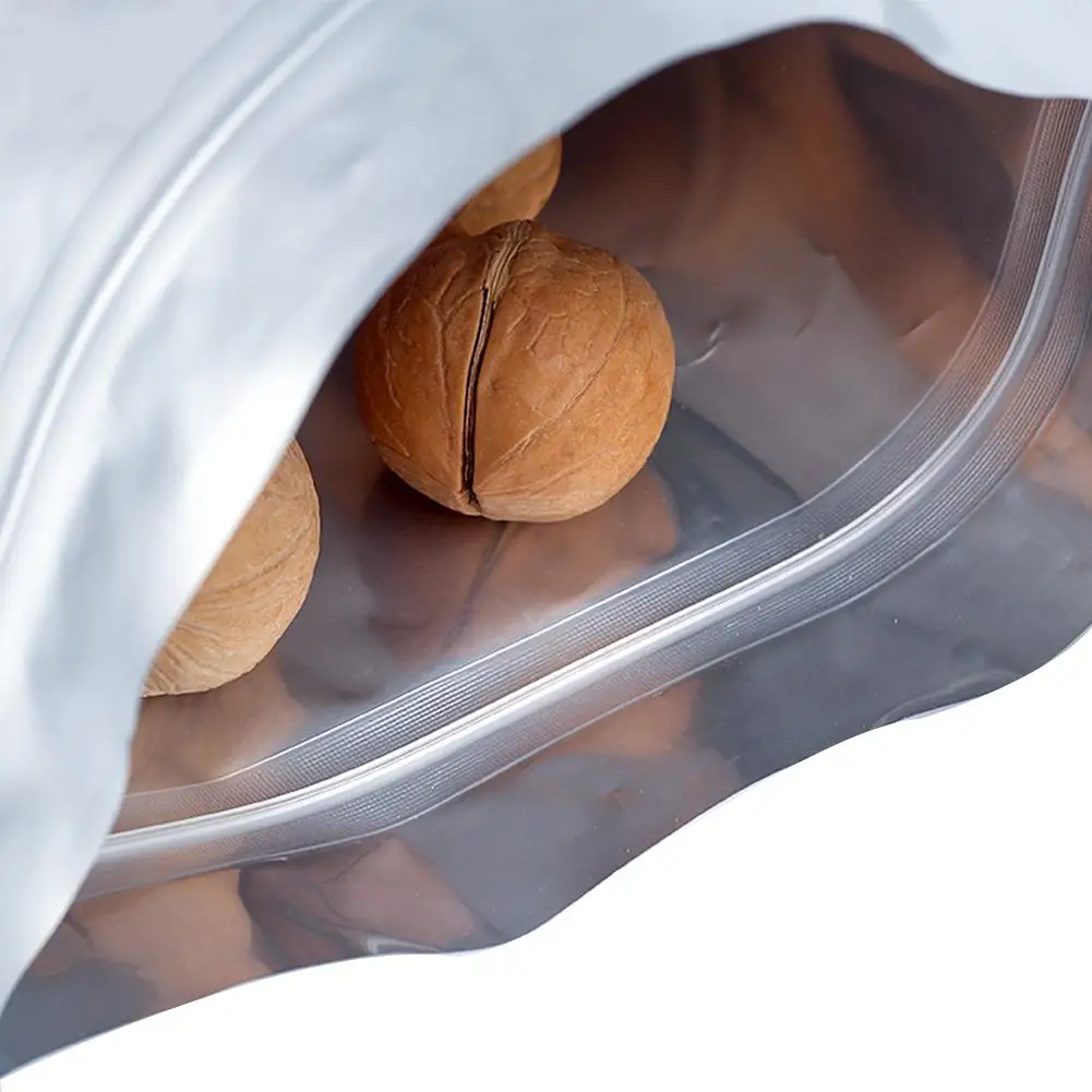 High quality mylar ziplock sealable silver aluminium foil bag pack alu resealable stand up pouch for food packaging