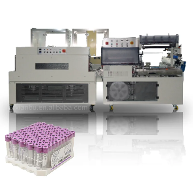 Automatic Package Labeling Shrink Machine For Vacuum Blood Collection Tube Production Packaging Line