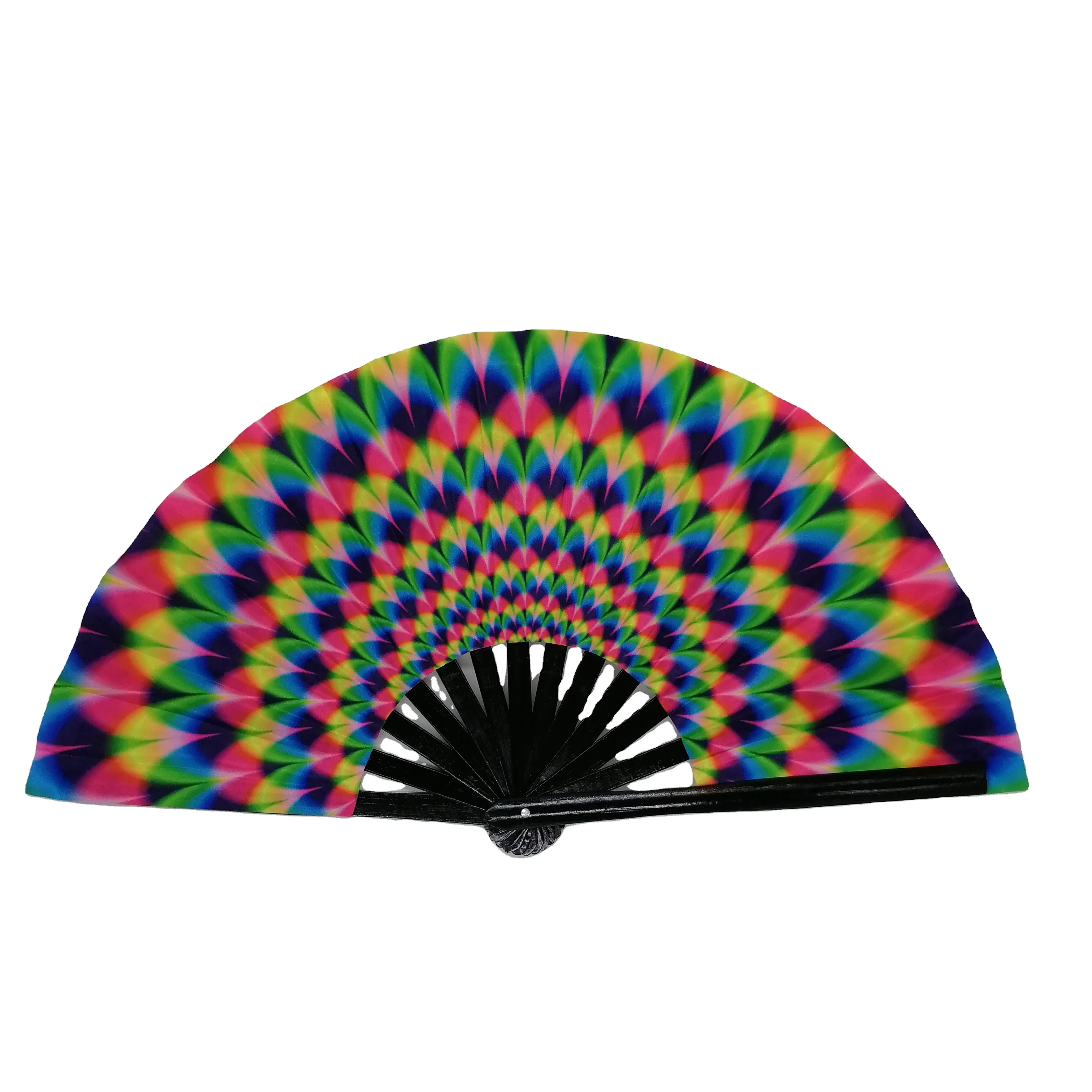 2024 Hot sales new pattern popular large clacking rave pride folding hand fan of outdoor dance photography video