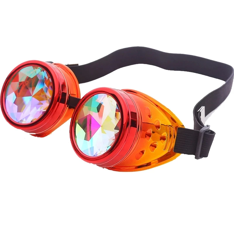 Kaleidoscope Rainbow Crystal Lenses Men Women Steampunk Goggles