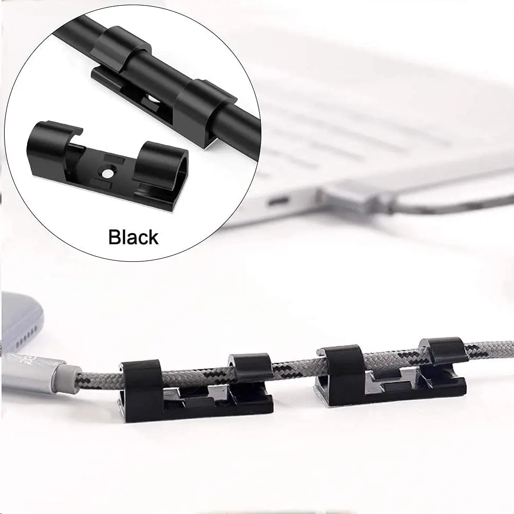Cable Clips Strong Adhesive Cable Management TV PC Wire Holder, Sticky Mount-Round Plastic Cord Clamps