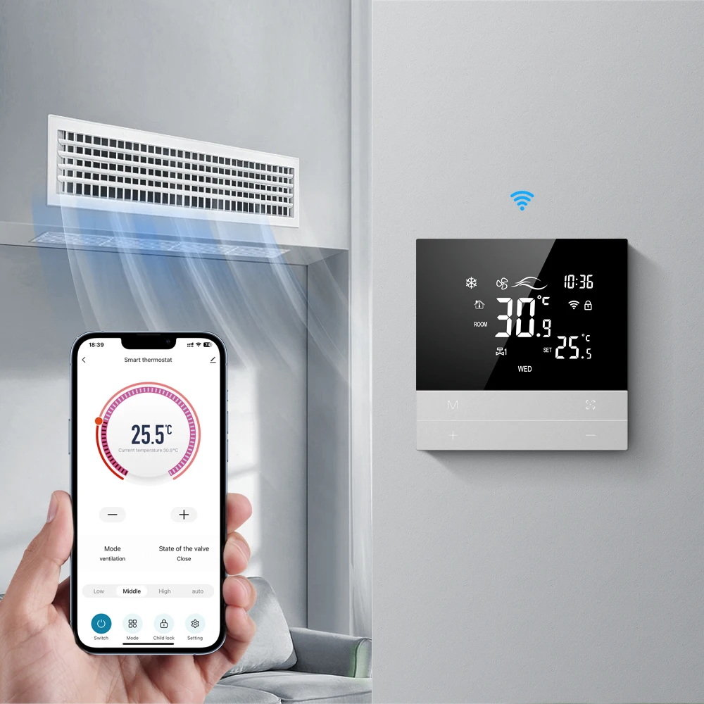 Avatto Wi-Fi умный кондиционер Центральный тепловой вентилятор для камеры цифровой термостат умный Вентилятор катушка Wi-Fi термостат для HVAC