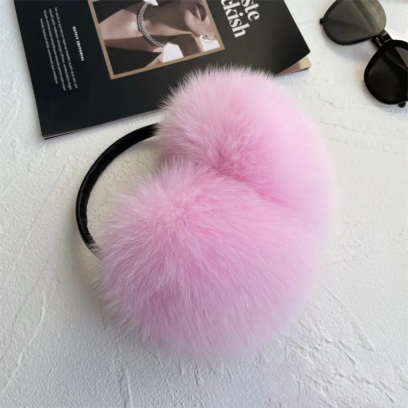 New Popular Winter Warm Women Real Fur Ear Cover Girls Luxury Fluffy Fox Fur Earmuffs