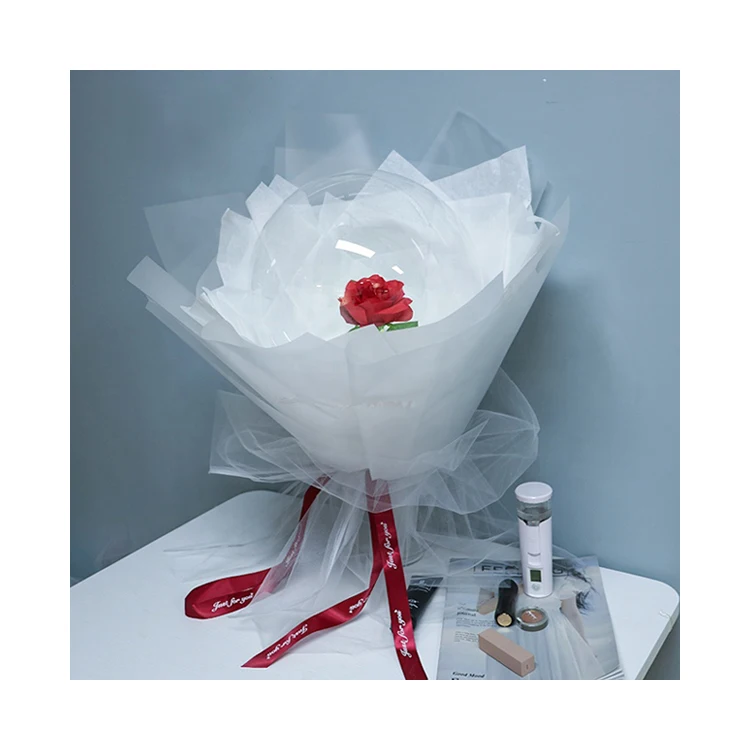Hot Sale Valentines Day Manual Diy Surprise Gift Led Bobo Balloon With Rose Led Balon Sets For Party Decoration Globos