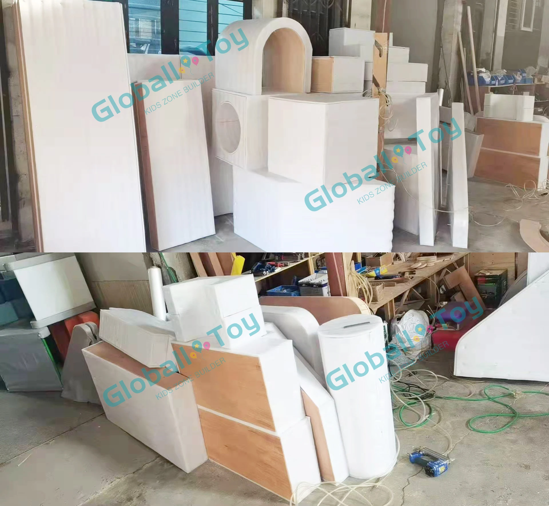 White Blue Color Children Party Softplay Equipment Indoor Soft Play