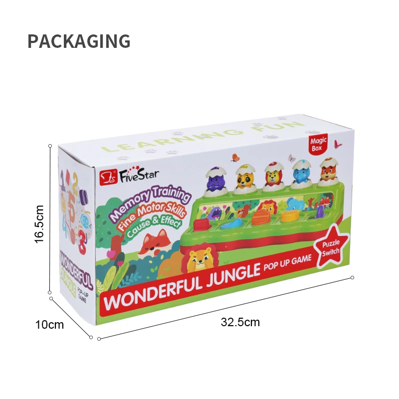 FiveStar Animal Cause and Effect Toy Musical Pop Up Game Plastic Toy with Music and Light for Boy and Girls Kids