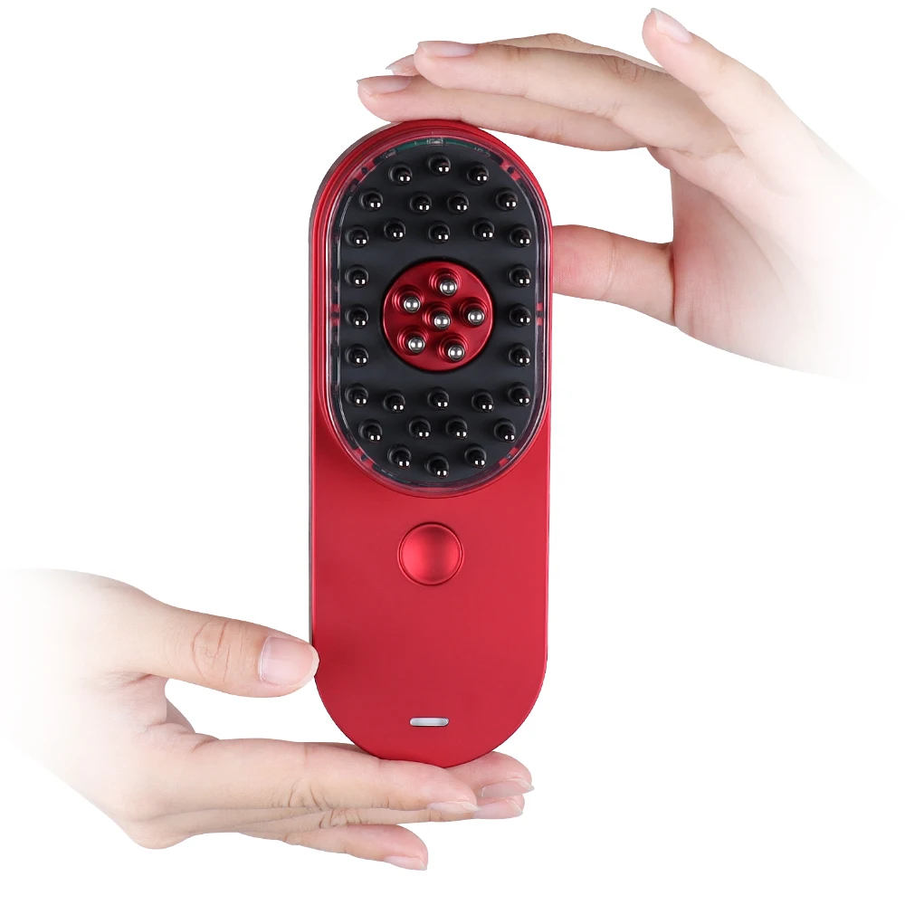 Synogal OEM/ODM high frequency vibration LED light therapy comb EMS scalp massager brush for hair growth